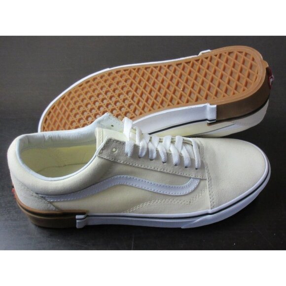 Vans Women's Old Skool Gum Block Classic White Canvas Suede shoes Sizes NIB - Picture 2 of 5